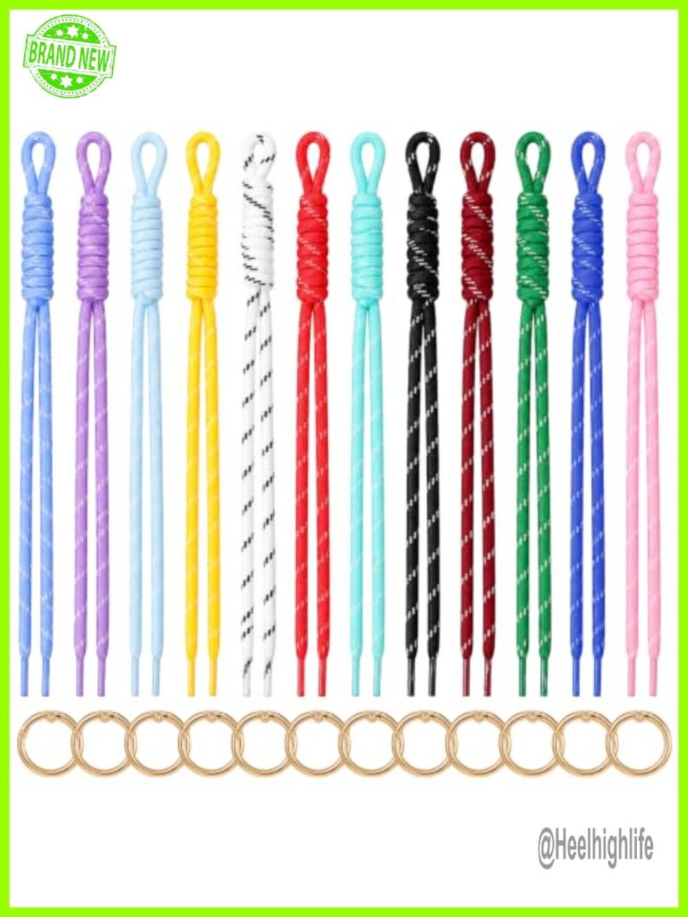 24 Pack Paracord Keychain Bag Charms Rope Keychain with Carabiner